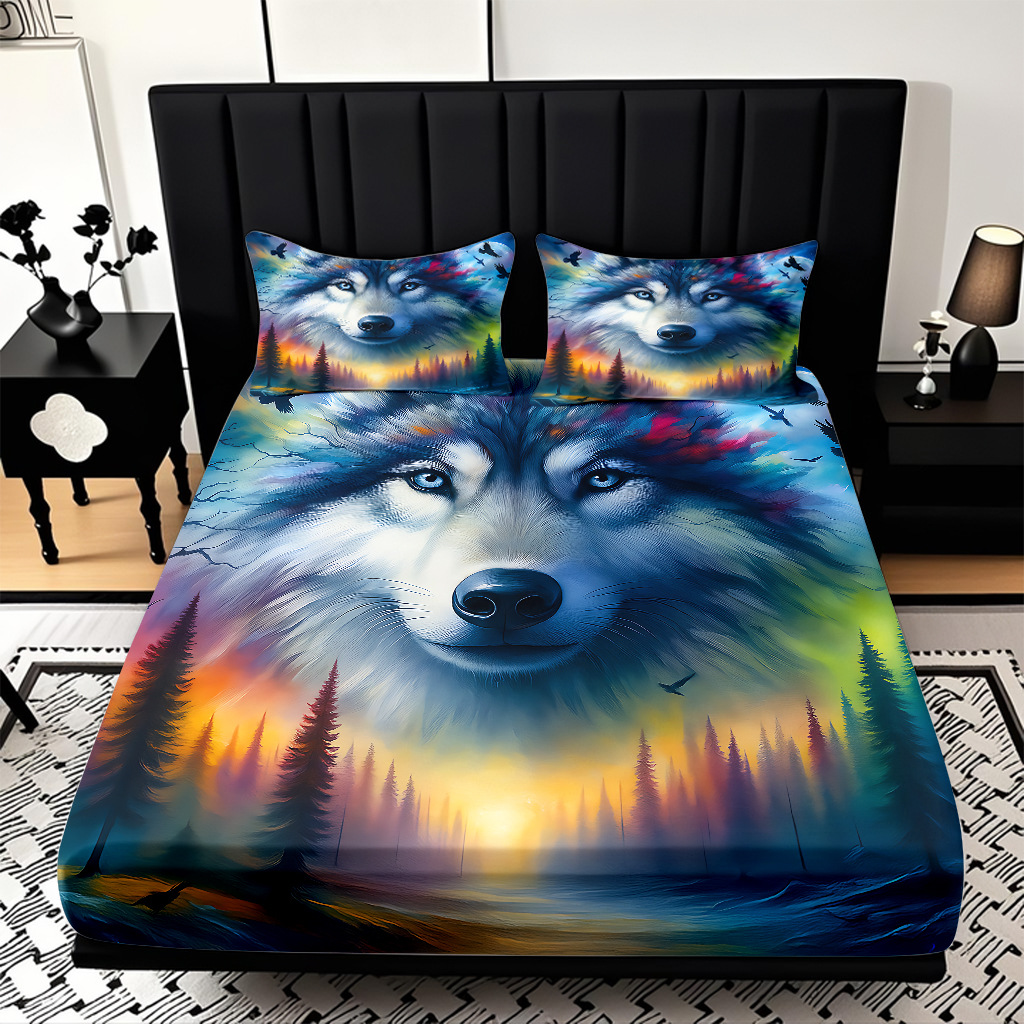 TEMU / JIT Hot Wolf 3D Digital Printing Quilt Set Soporte internacional exclusivo para la impresión