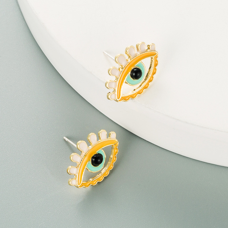 Fashion Devil's Eye Shape Dripping Color Stud Earrings display picture 4