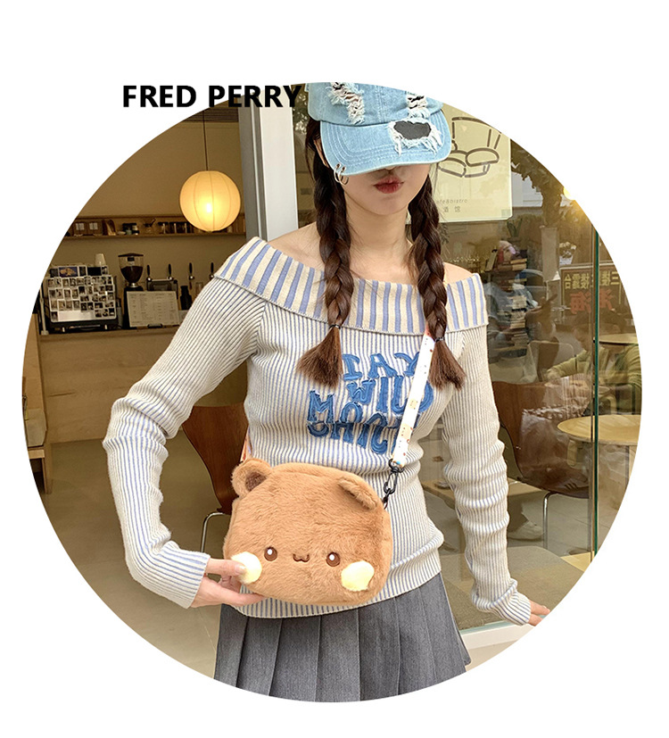 Korean version cute plush bear single-shoulder bag 2024 New style soft and sweet girl toy bag coin purse single-shoulder crossbody bag undefined