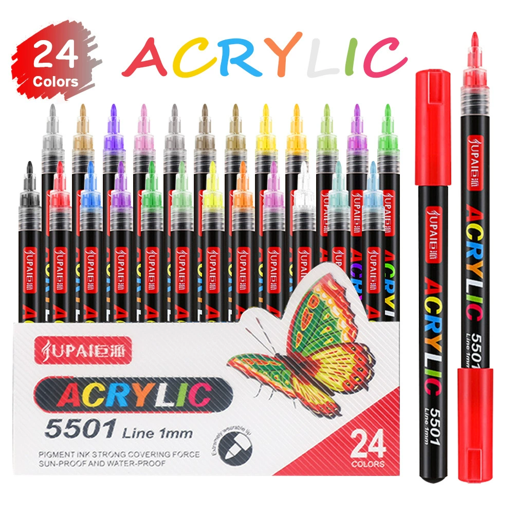 Acrylic, highlighter, art rollerball pen, liner, marker, hand painting