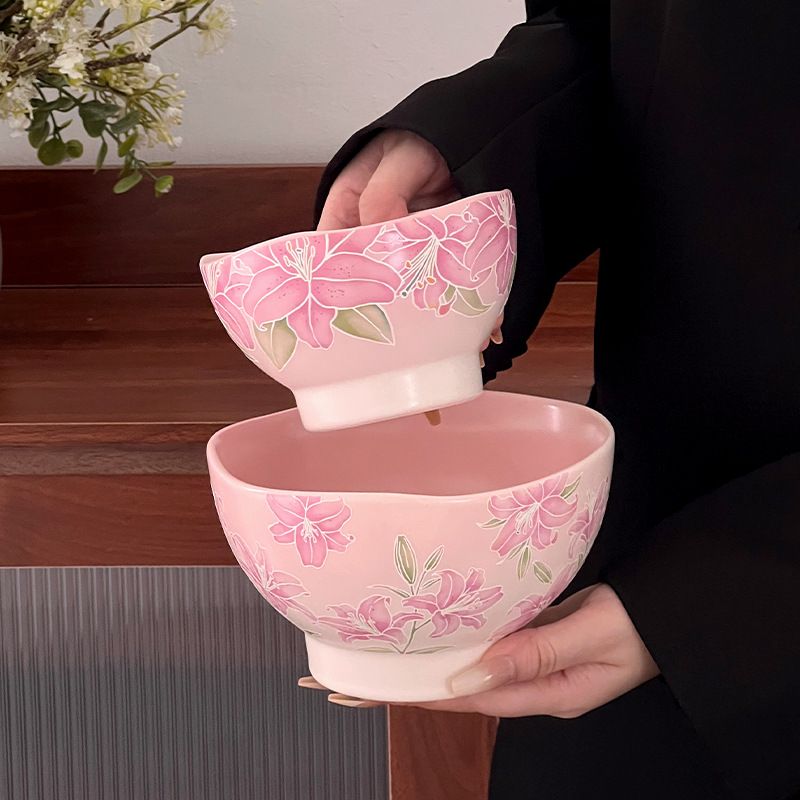 Shang 'en cerámica pequeña fresca cubiertos de cerámica doméstica esmaltado platos de platos de arroz caseros de sopa de bolos de regalo