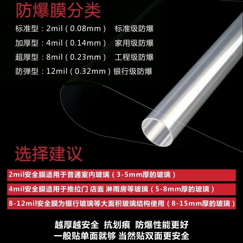 2mil 투명 수조 방폭 필름
