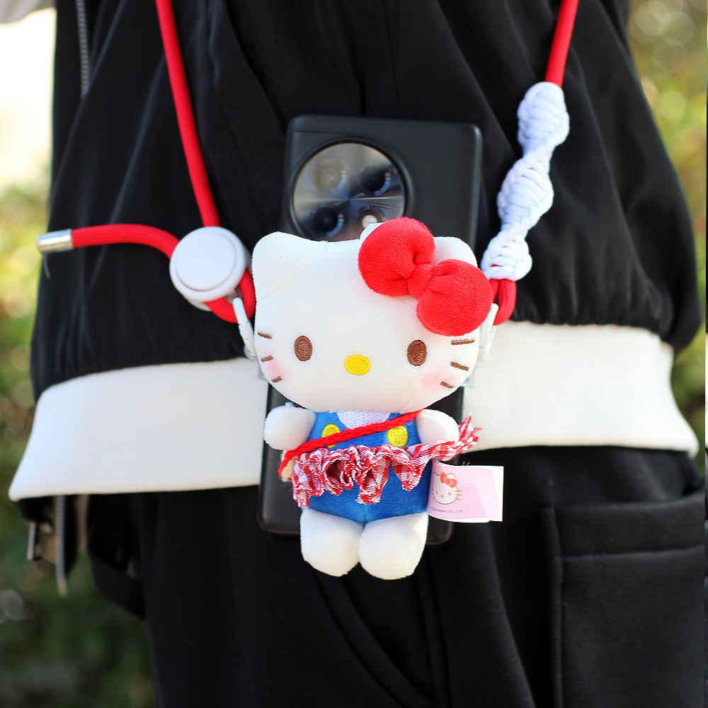 Clip de espalda para teléfonos móviles universales hellokitty felino muñeca de peluche corda de cinturón adorable ajustable muñeca de dibujos animados image 6