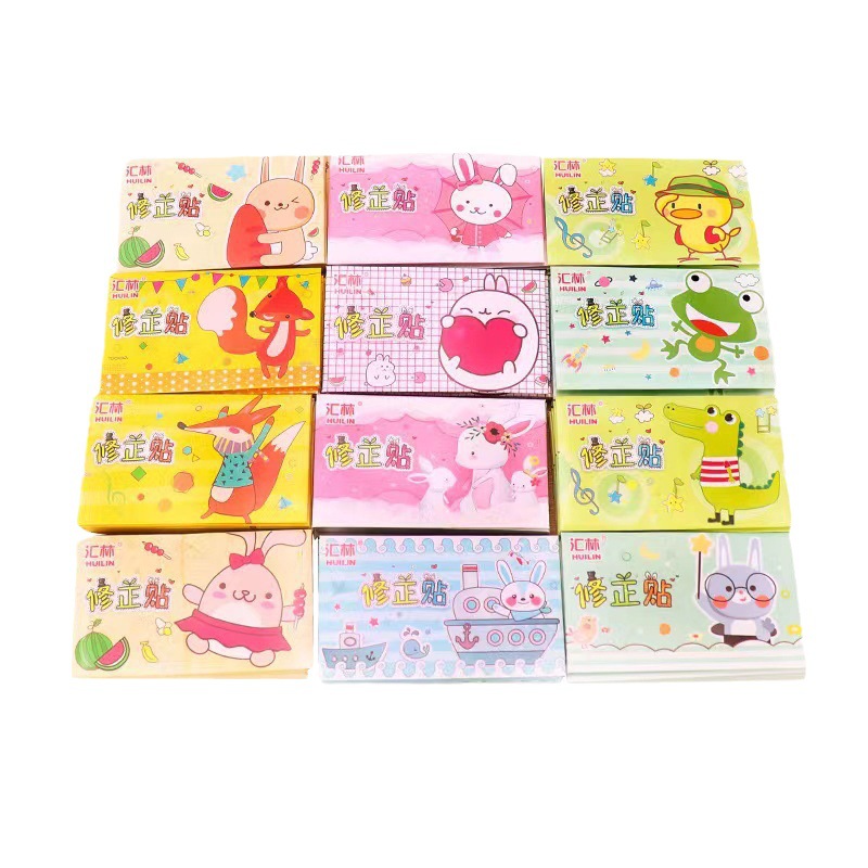 Papelería al por mayor estudiante Linda billetera autoadhesiva pegatinas de corrección de papel de corrección pegatinas de corrección de papel