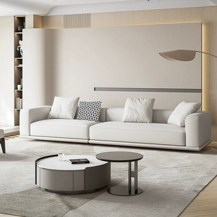 Horizon Sofa Italian-style Straight Row High-end Cotton and Linen Sofa Living Room Large Flat Designer Corner Combination Sofa
