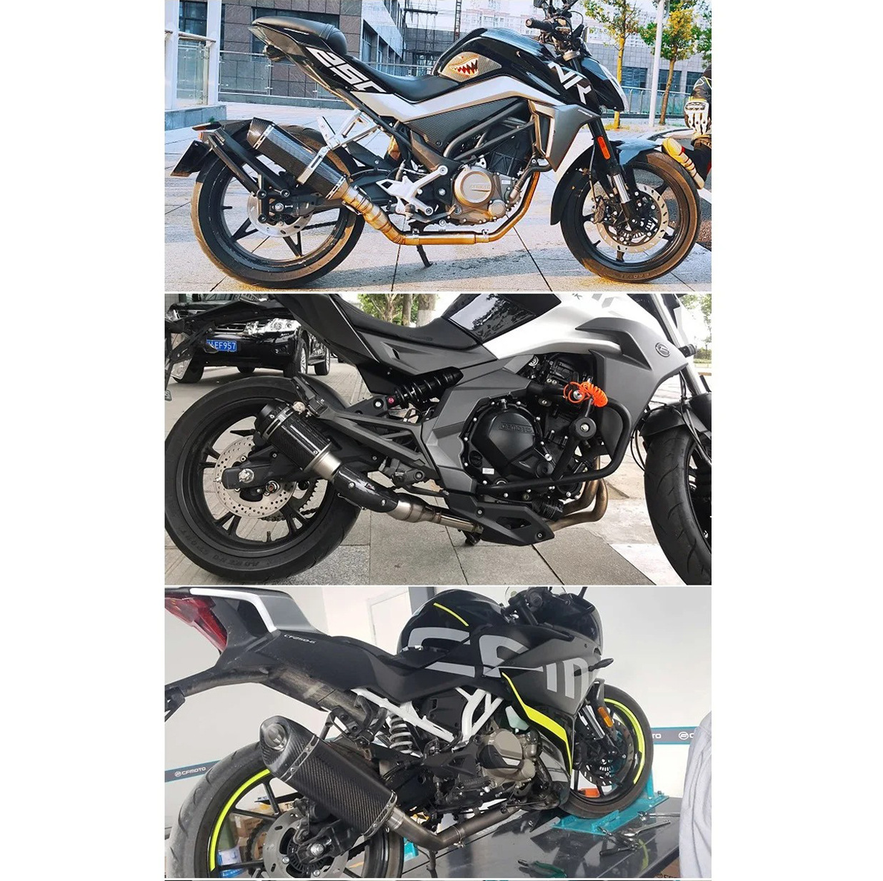 CFMoto NK250 250SR NK300 300SS modified motorcycle exhaust pipe front section stainless steel