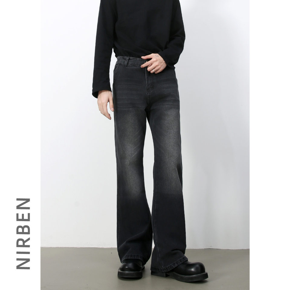 Quần jean nam ống rộng dáng suông thoải mái phong cách Hàn Quốc — màu xanh, xám đen