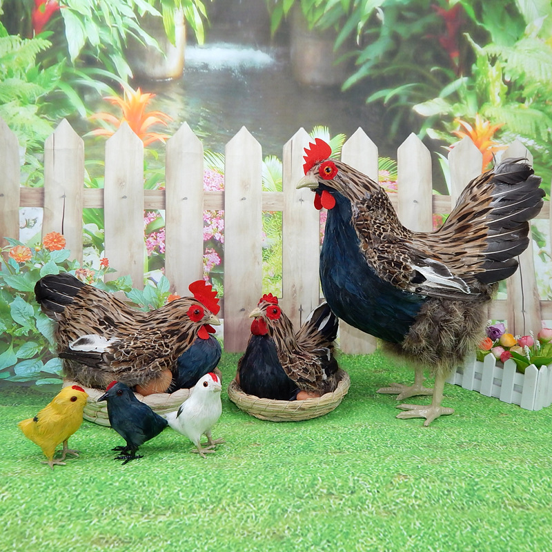 仿真鸡模型公鸡母鸡摆件超市装饰道具土鸡下蛋鸡玩具孵蛋母鸡仿真
