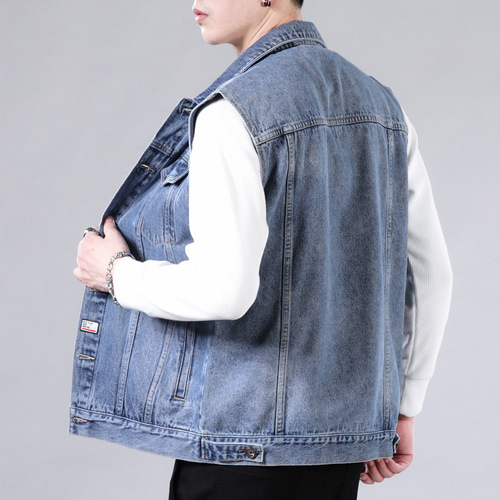 Men's Spring Jacket, Loose Sleeveless Denim Vest, Fashionable and Stylish Backless Denim Shirt, Cowboy Jacket