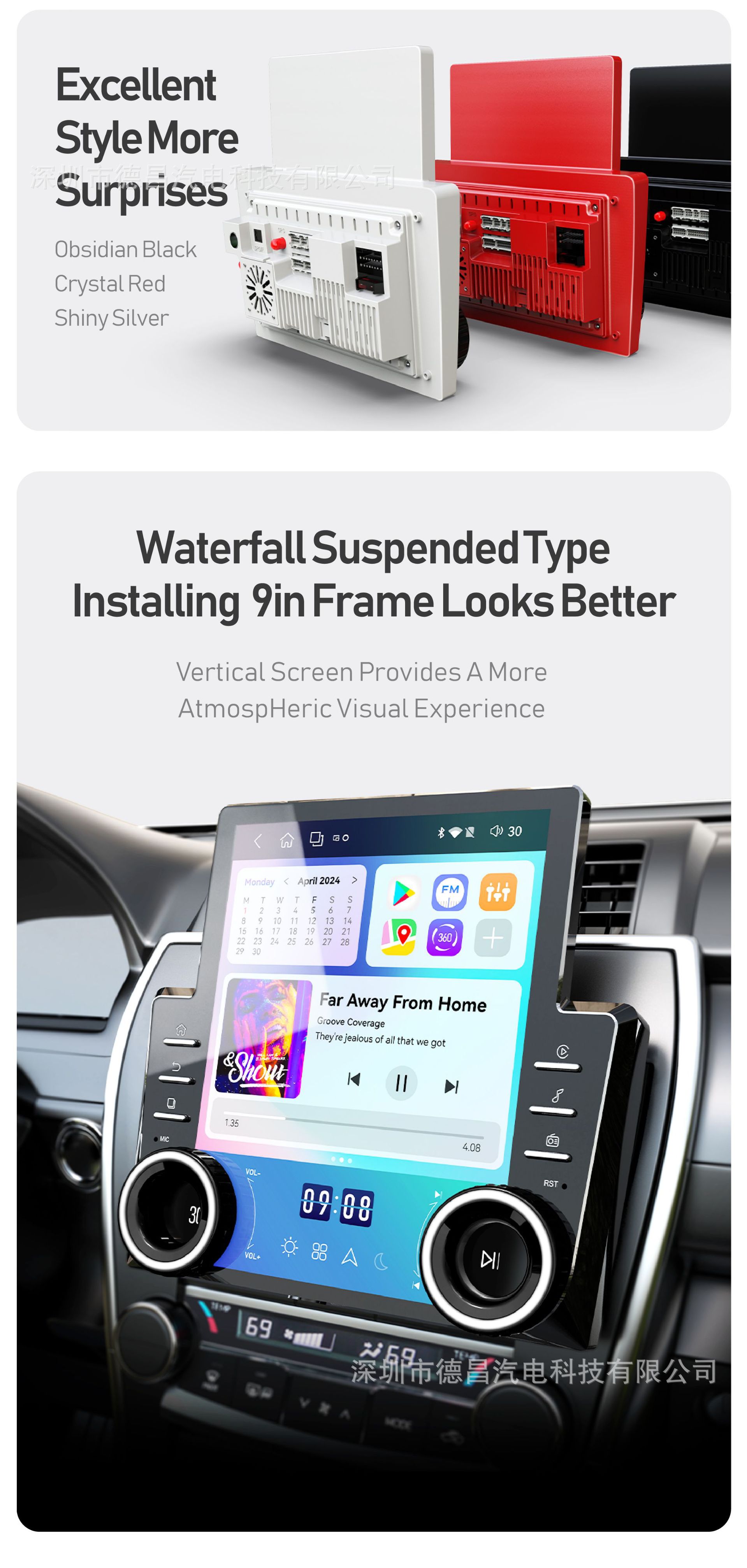 Cross-border 9.7 inch Android universal host large screen navigator GPS car bluetooth display dual knob player