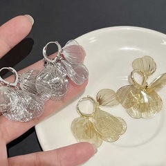 夸张复古金属银杏叶长款耳钉爆款欧美风气质独特网红时尚百搭耳扣