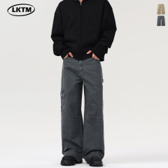 LKTMメンズ # アメリカンレトロ水洗いハイストリートヒップホップパンツ男女insファッションブランドゆるいカジュアルパンツ