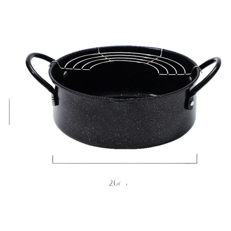 Mini freidora estilo japonés tempura antiadherente sartén hogar Cocina de inducción de gas de fondo plano freidora de filtro de aceite
