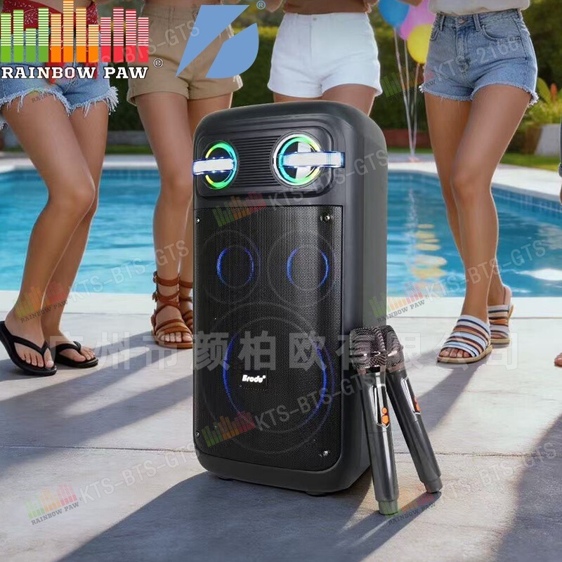 BTS KTS GTS factory wholesale BTS-2509 single 8inch wireless Bluetooth speaker with two wireless microphones