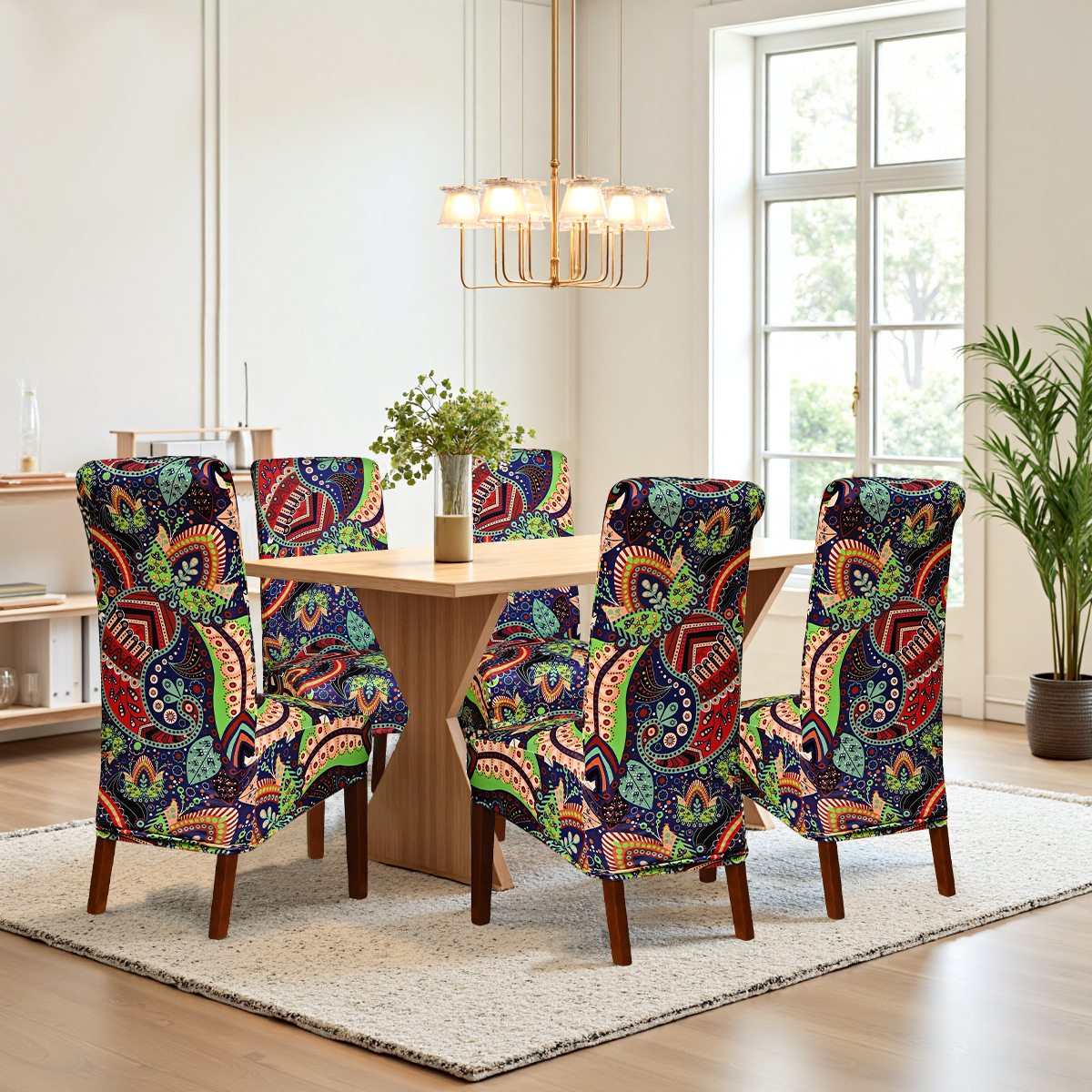 Amazon elástico transfronterizo impermeable caja de caju flor impresa cubierta de silla polvo de respaldo alto cubierta de silla universal TEMU