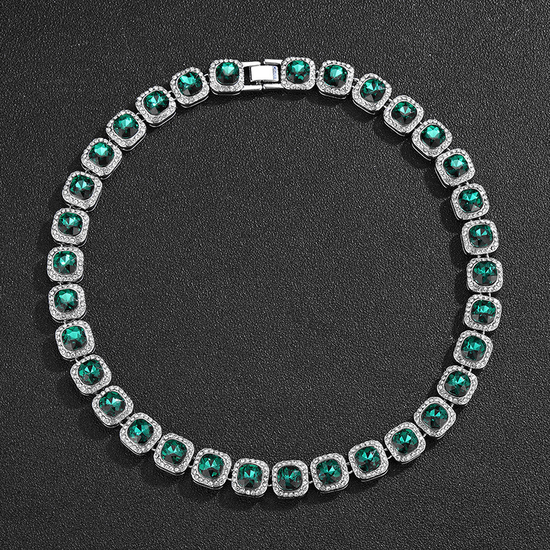 Retro Square Alloy Inlay Rhinestones Unisex Necklace 1 Piece