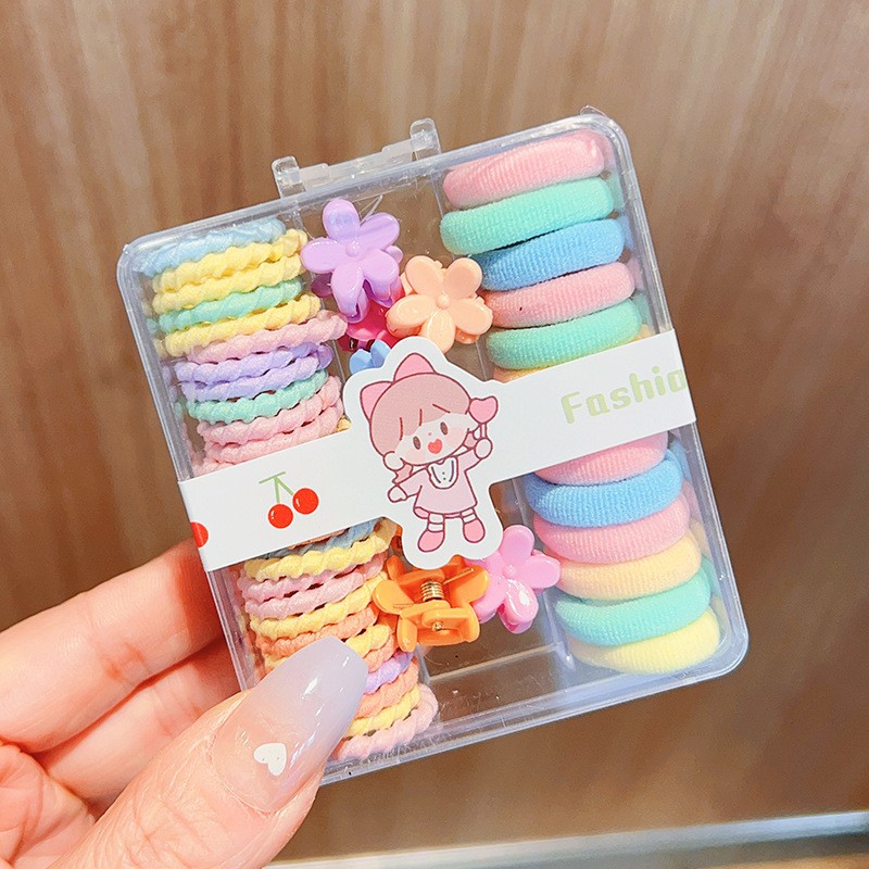 Banda de goma para niños en caja banda de cabello para niños banda de cabello para niñas banda de goma para niñas lazo de pelo para bebés no duele el pulgar del cabello