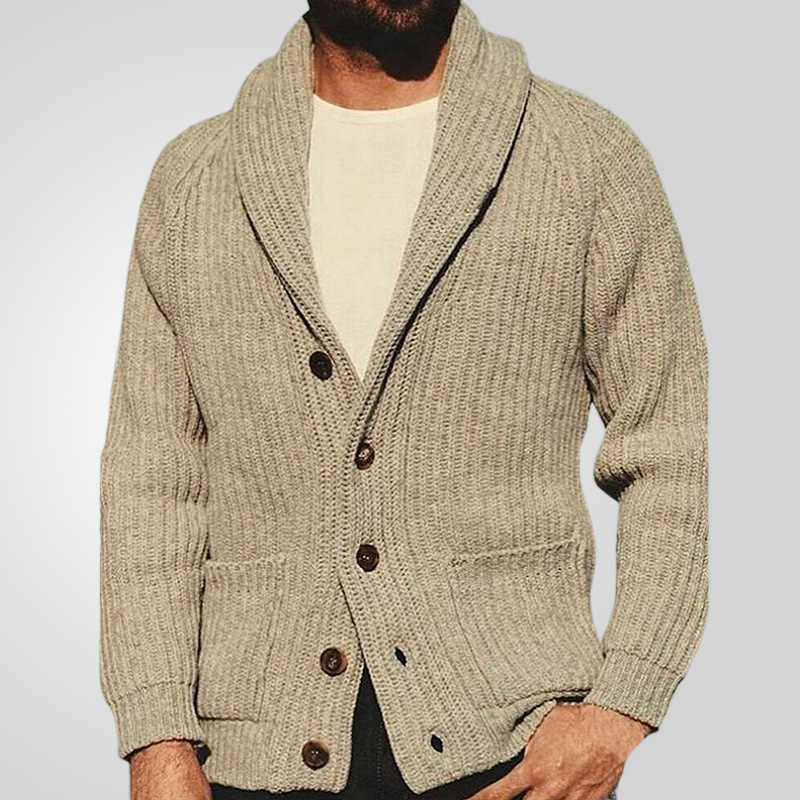 Men's Clothing Men's Solid Color Lapel Long Sleeve Outerwear Knitwear 1950S Vintage Sweater Trend_voghion.com
