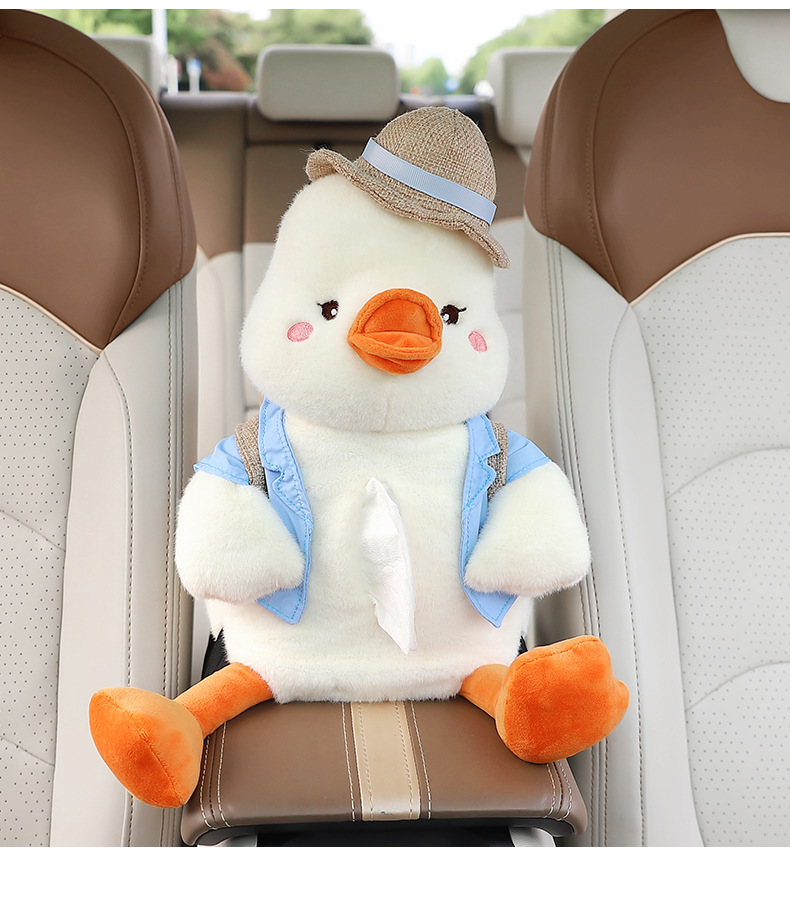 Fisherman duck car armrest box tissue box creative cute cartoon tissue box trash can two-in-one car storage