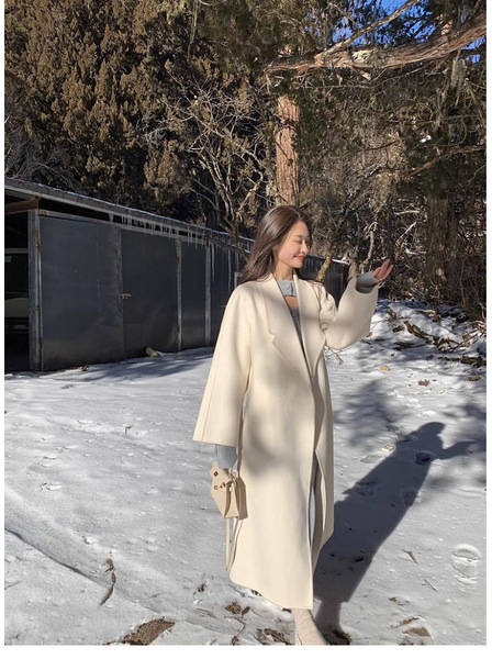 Double-sided cashmere long woolen winter woolen coat