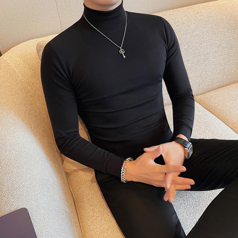 Men's Autumn Long-Sleeve T-Shirt, Fashionable Half-High Collar, Solid Color, Slim Fit, Versatile Men's T-Shirt, Comfortable Base Layer, Trendy Brand Men's Autumn Long-Sleeve T-Shirt, Fashionable Half-High Collar, Solid Color, Slim Fit, Versatile Men's T-Shirt, Comfortable Base Layer, Trendy Brand