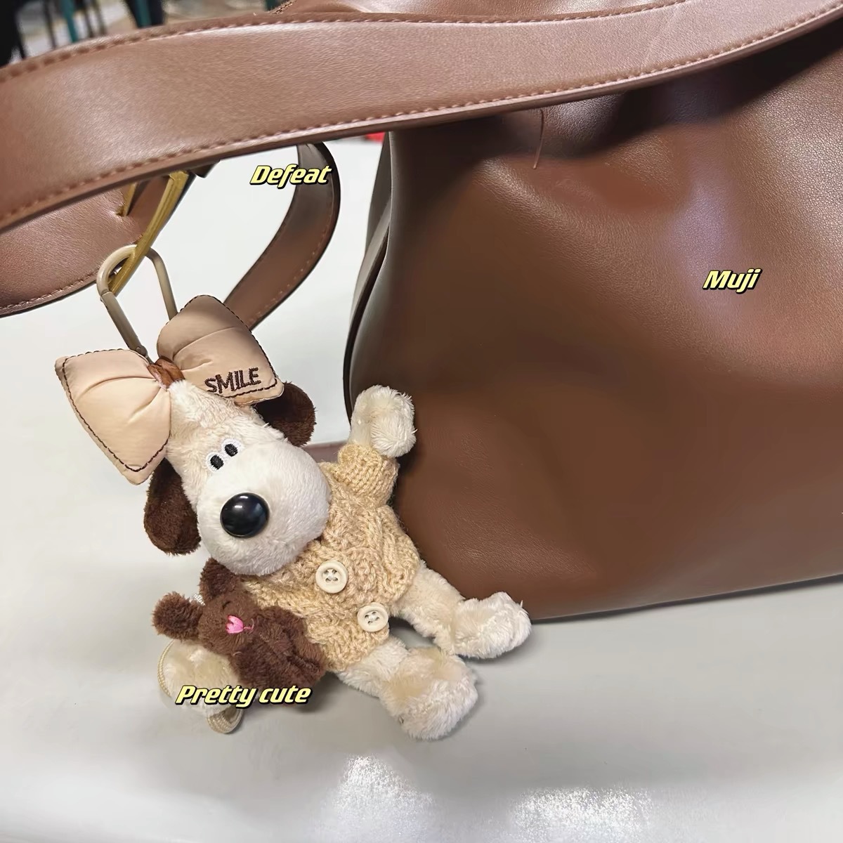Meilade viento 14cm jefe perro peluche colgante lindo muñeca peluche moda cool bolsos colgante llavero
