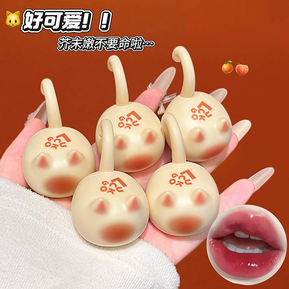 LUCKGO leche naranja gatos labios congelados agua espejo de maquillaje para cubrir las marcas de los labios no es fácil de descolorar lápiz labial maquillaje al por mayor image 1