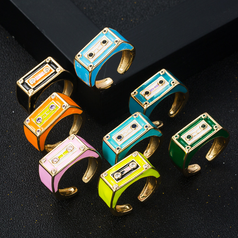 Fashion New Robot Dripping Oil Metal Opening Adjustable Copper Ring Accessories display picture 1