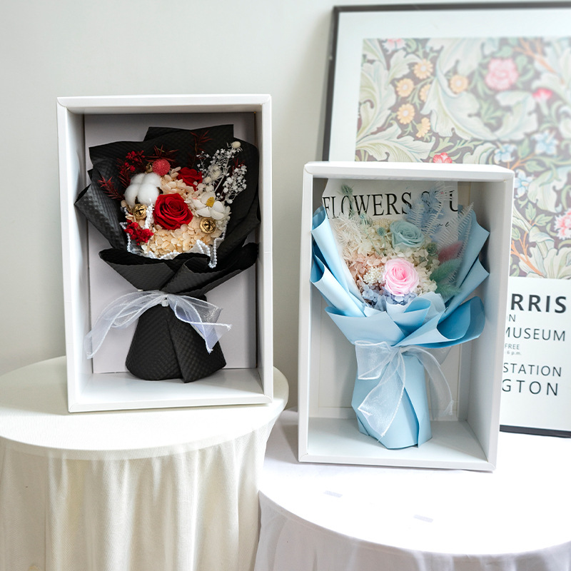 Flor inmortal ramo de flores de rosas de alta calidad día del hombre novia regalos de flores verdaderas flores de flores inmortales fábrica ramo al por mayor