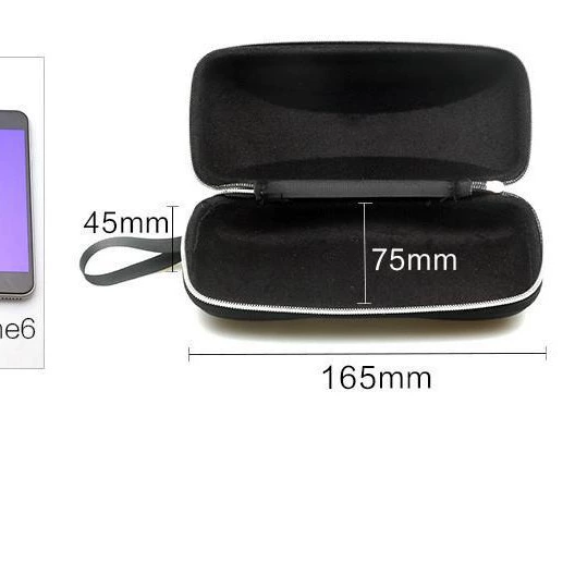 Zippered eyeglass case, hard shell, portable with wrist strap, wholesale