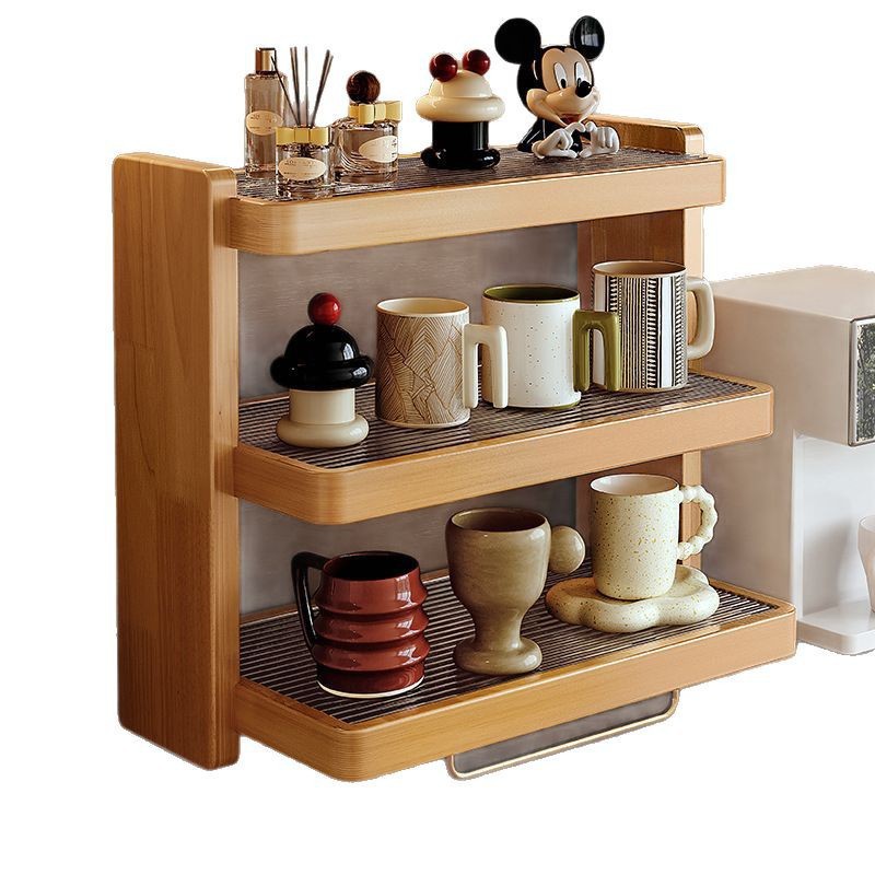 Estante de almacenamiento de nueces negras estante de tazas de madera sólida estante de tazas de escritorio cafetera tazas de almacenamiento estante de exhibición gabinete
