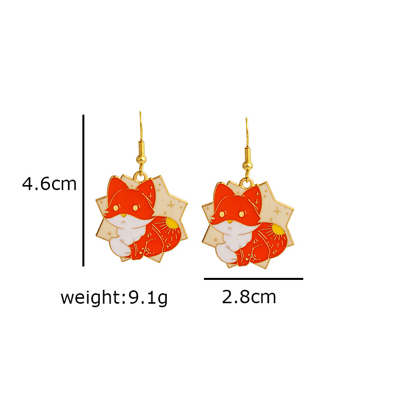 18g Weight Drop Earrings Classification 1 Pair Quantity Daily Occasion Alloy Material Rabbit, Moon, Heart Shape Pattern Women'S Gender Enamel Design Cute Style Cute Rabbit Moon Heart Shape Alloy Enamel Women's Drop Earrings 1 Pair 1