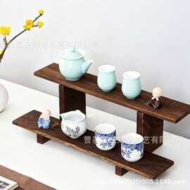 桌上置物架茶具展示架小型实木紫砂壶摆放茶叶茶具杯博古架置物架