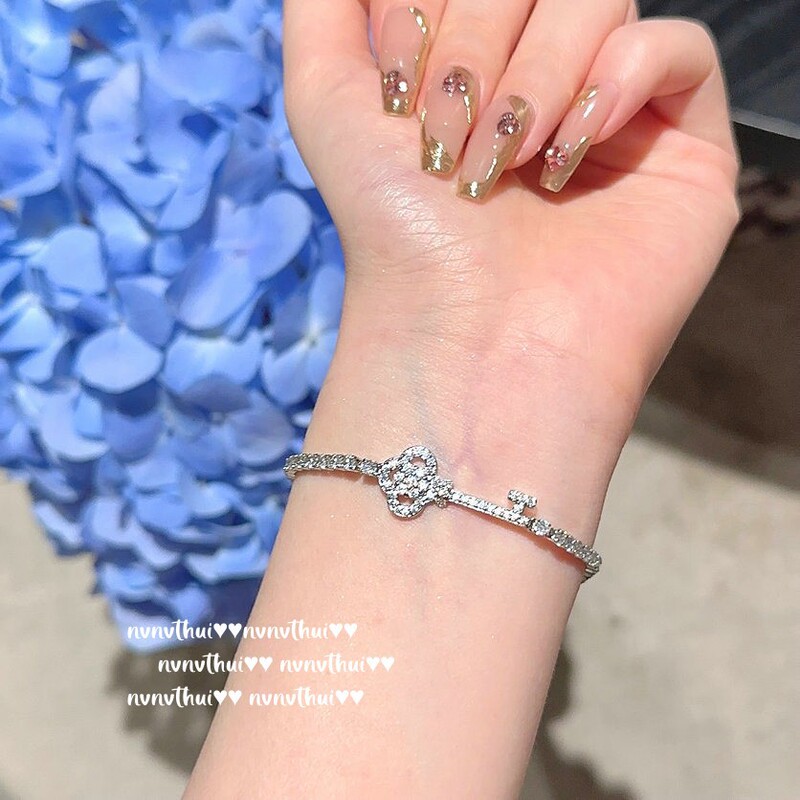 Musical note Dewdrop key gem pull bracelet Star river surrounding plated 18K gold geometric zircon bracelet