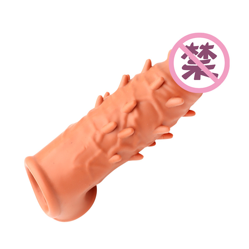 Wolf Tooth Textured Penis Sleeve, TPE Spiked Extender, Large-Particle Stimulation Cover — detail image 3