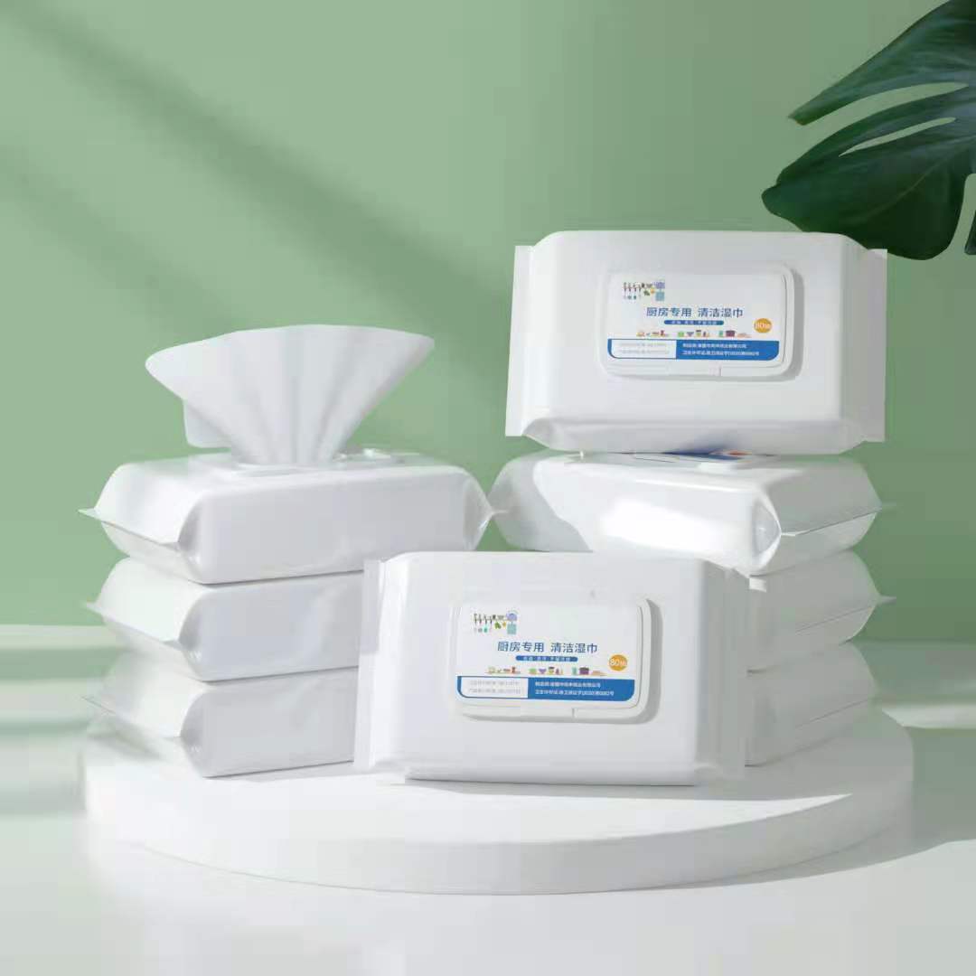 Kitchen wipes 80 pumps, no-wash, decontamination and oil stains, disposable cleaning paper towels, range hood, stovetop, degreasing wet wipes