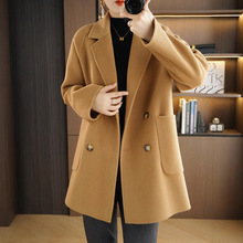 秋冬新款流行中长款双面呢大衣女高级感100%羊毛呢大码外套西装