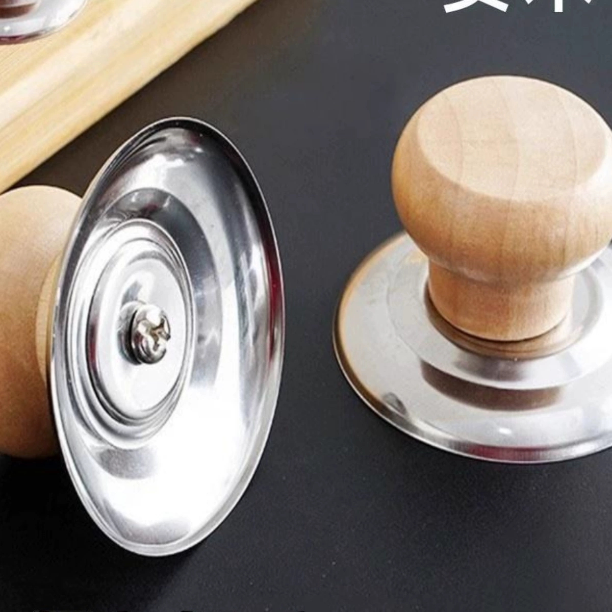 Ручка для крышки кастрюли из цельного дерева, универсальная ручка для защиты от ожогов, аксессуар для бытовой крышки, крышка со стеклянными бусинами, крышка для кастрюли из нержавеющей стали