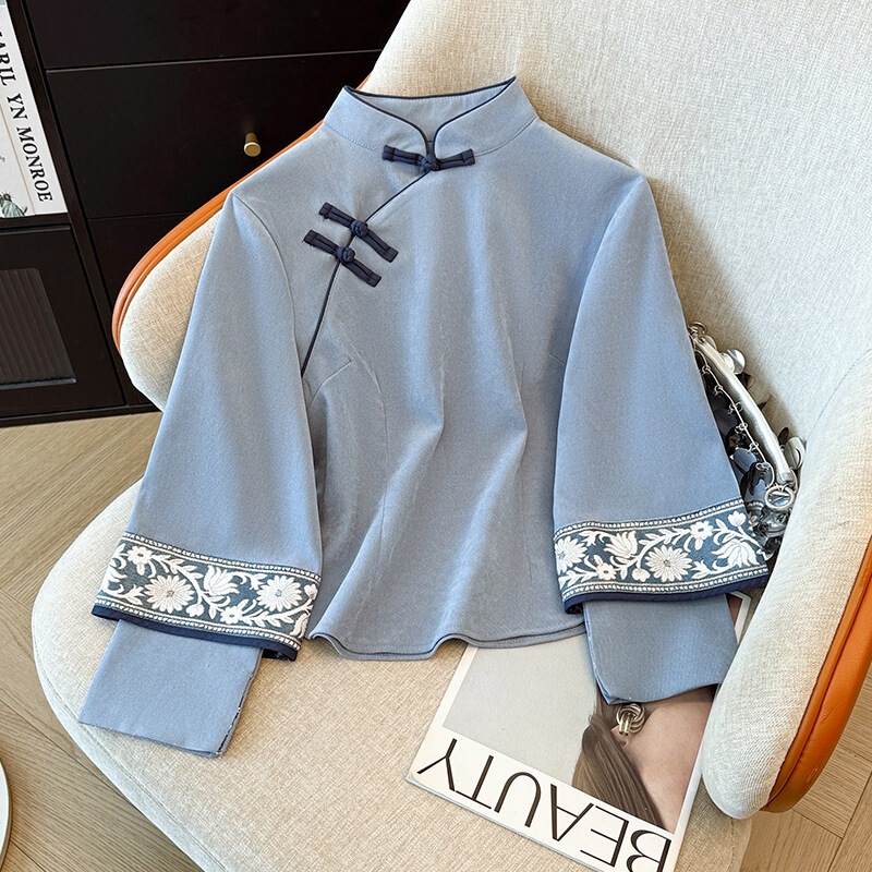 New Chinese Style Ancient Style Han Dynasty Suit for Girls, Young Style, National Style Buttoned Top and Skirt Two-Piece Set for Autumn and Winter