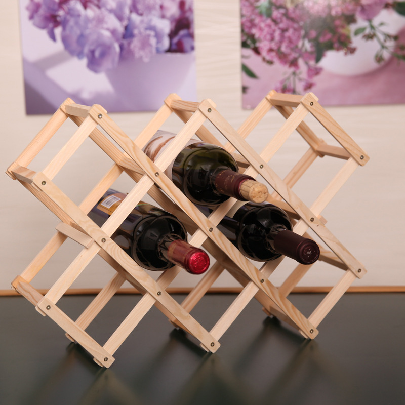 Y madera sólida plegable fábrica de estantes de vino vino vino de madera venta directa estante de almacenamiento de botellas de vino estante de exhibición de vino