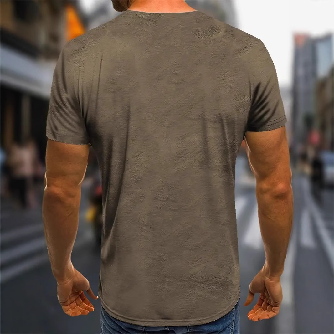 Camiseta de cuello redondo de manga corta suelta y transpirable de verano para hombres AliExpress Europa y América Venta caliente pseudo cordón decoración impresión 3D