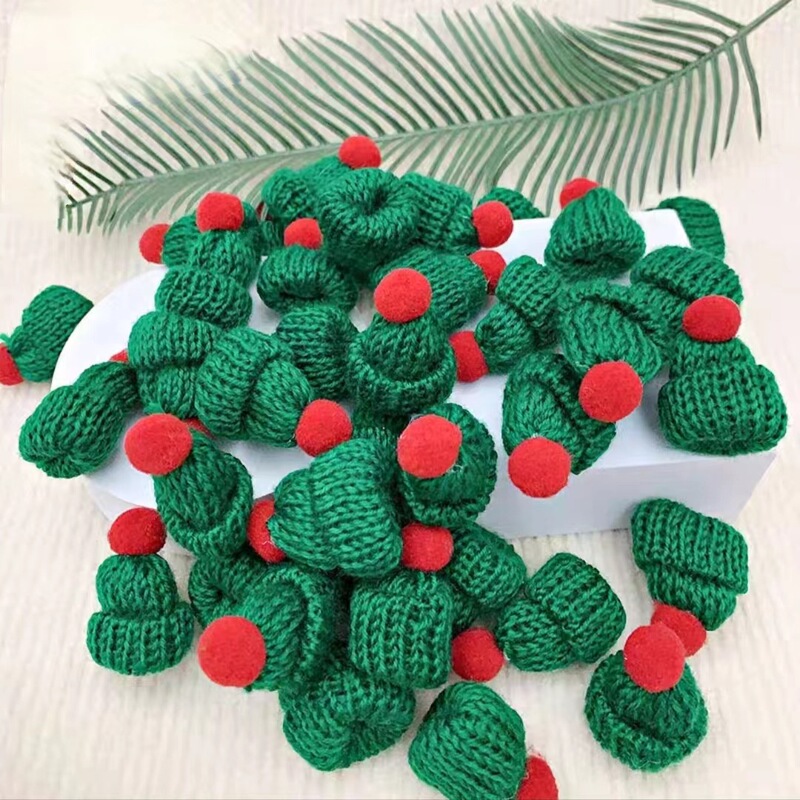 Cross-Border New Mini Christmas Tree, Hand-Woven Plush Christmas Tree, Christmas Mini Hat Cartoon Ornaments