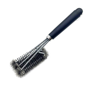 Wholesale household three stainless steel barbecue brush grill grill grill grill cleaning brush wire brush barbecue tools