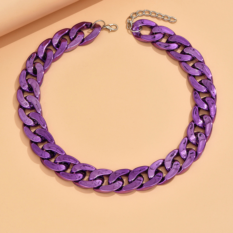 Plating Design Vintage Style Color Block Solid Color Acrylic Chain Necklaces Wholesale