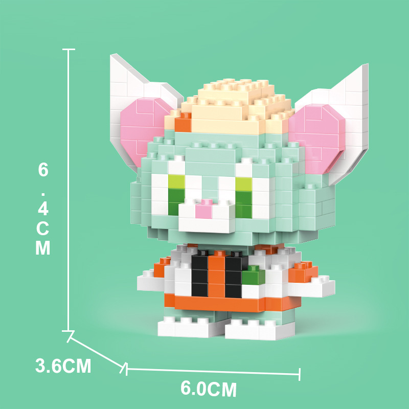 Compatible con LEGO gigante Panda flor azul lindo muñeca de dibujos animados montado bloques construcción juguete para niños puesto caja ciega al por mayor