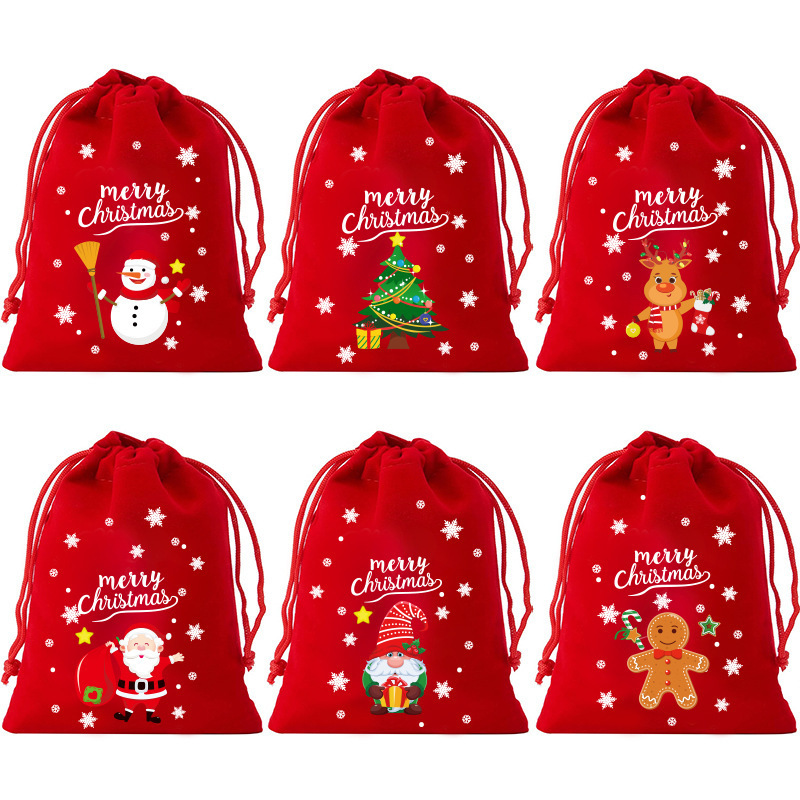 新しい国境を越えた売れ筋クリスマスベルベットバッグ巾着ギフトバッグクリスマスアップルバッグキャンディビスケット包装袋|undefined