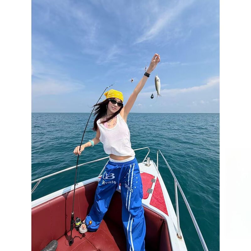Blue Star-Striped Silhouette Water-Repellent Paratrooper Pants Outdoor American-Style Cool Structure Double Waistband Quick-Dry Wide-Leg Pants Blue Star-Striped Silhouette Water-Repellent Paratrooper Pants Outdoor American-Style Cool Structure Double Waistband Quick-Dry Wide-Leg Pants