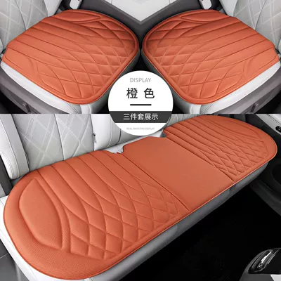 Car Seat Cushion, Universal for All — Seat cushion, seat cover - orange-full-car-three-piece-set-diamond-grid-seaweed-fiber-latex-pad