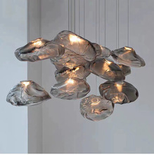 北欧餐厅灯简约创意异形设计师手工云朵灯玻璃吧台咖啡店展厅吊灯