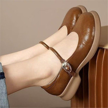 复古软底小皮鞋2025单鞋珍鞋新款圆头春夏浅口一字玛丽法式女鞋子